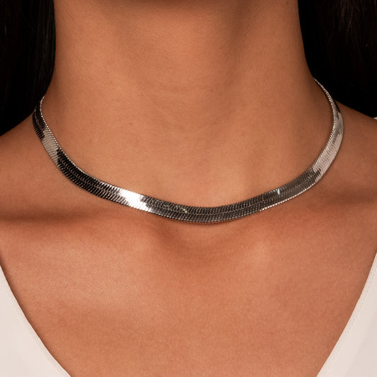 Choker fita prateado/silver snake bone