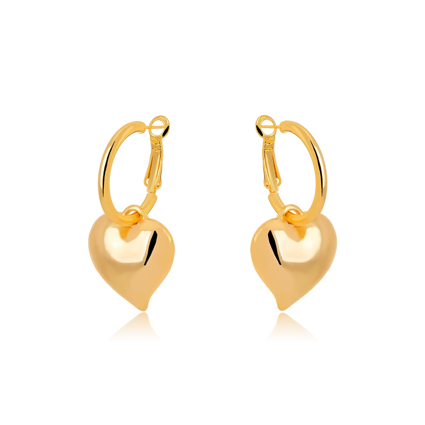 Brinco argola coração liso dourado/golden heart hoops