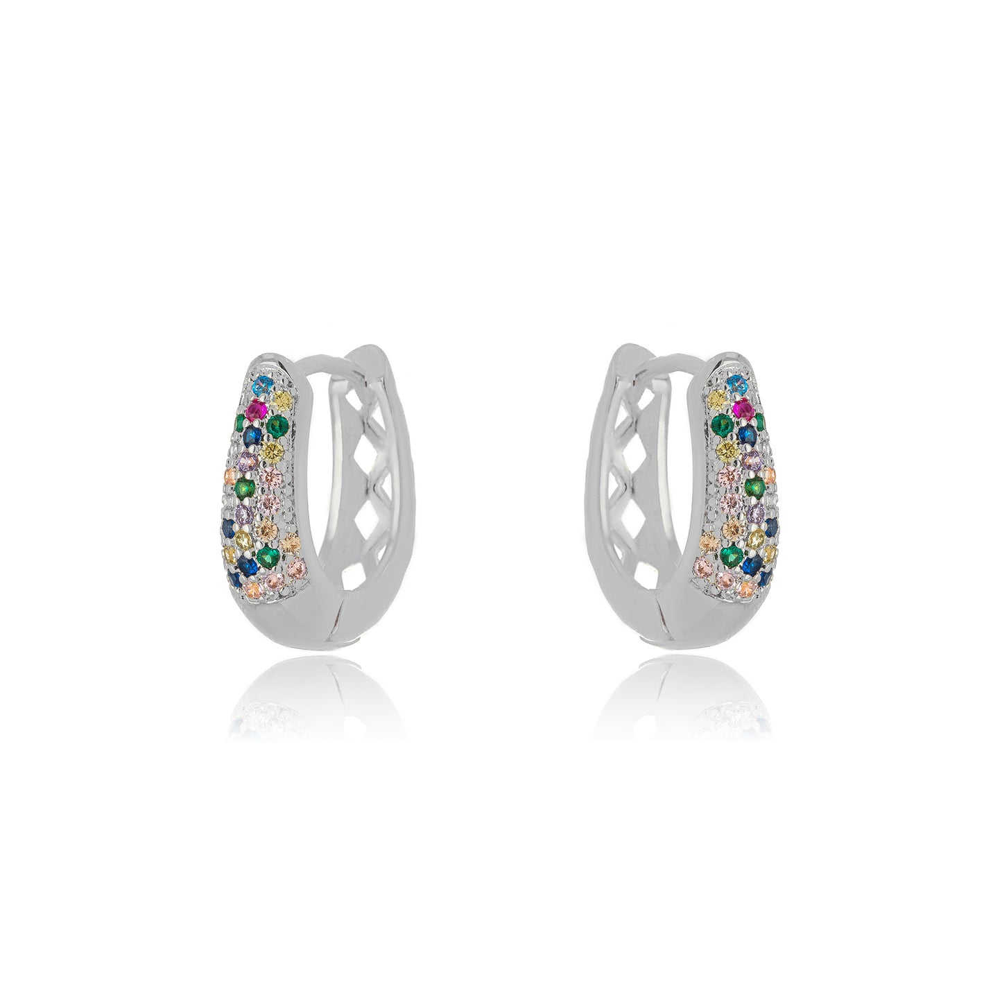 Argola cravejada com microzircônias coloridas/colorful microzirconias hoops