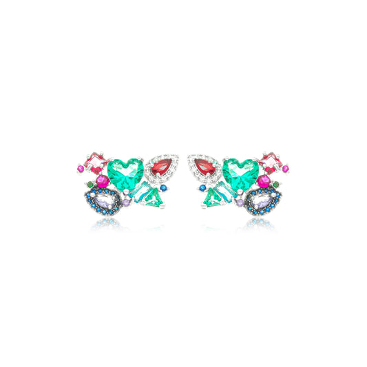 Brinco cristais color branco/color crystals earring