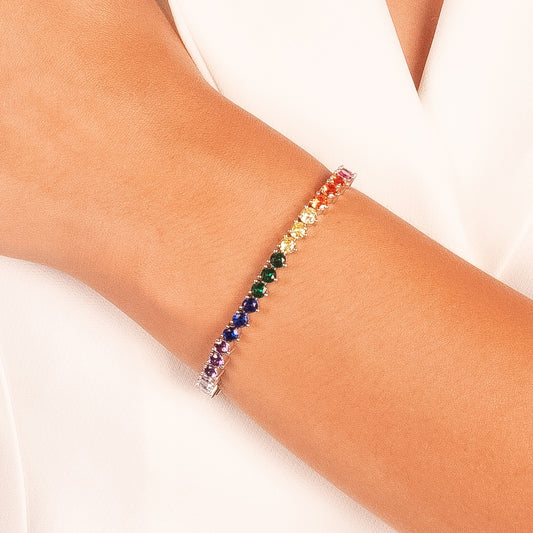 Pulseira riviera rodio branco color/colorful bracelet