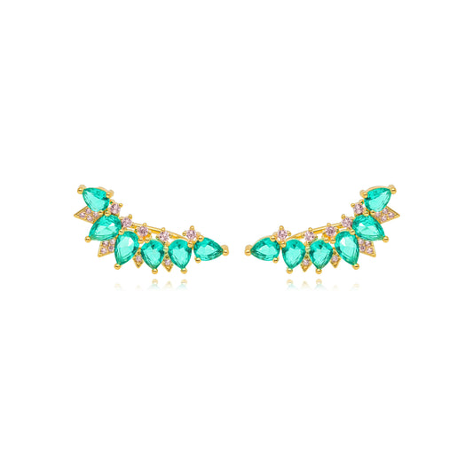 Brinco ear cuff cravejado gotas turmalina/Tourmaline earrings