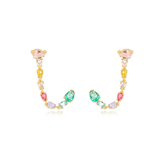 Brinco ear line gotas cristais color/color crystals earring