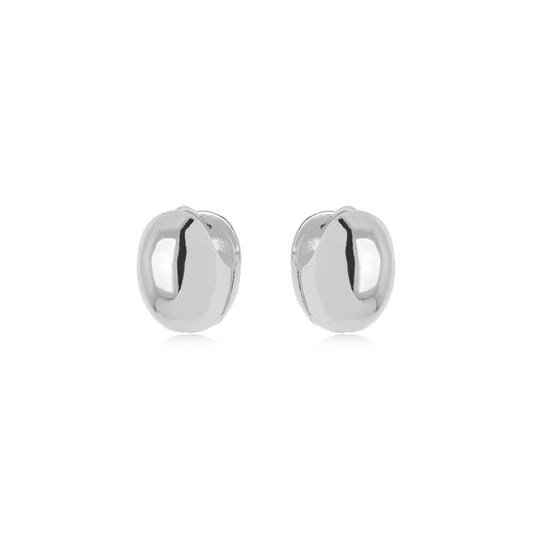 Brinco argola redonda lisa branca/silver hoops