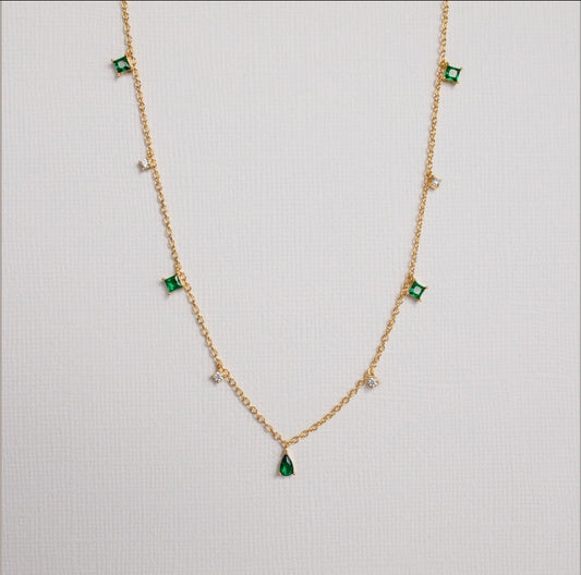 Choker esmeralda e cristais/Emerald and crystals choker