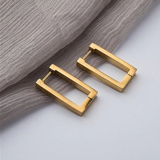 Argola retangular dourada/gold rectangle hoops