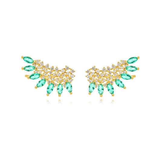 Brinco cravejado de cristais e turmalina/Tourmaline and crystals earring